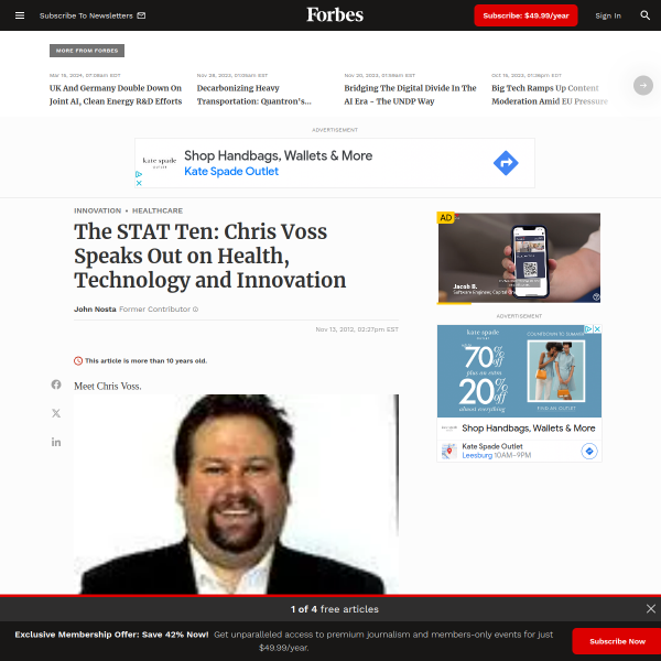 The STAT Ten: Chris Voss Speaks Out on Health, Technology and Innovation