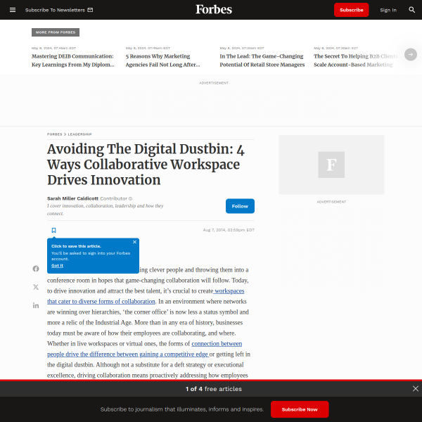 Avoiding The Digital Dustbin: 4 Ways Collaborative Workspace Drives Innovation