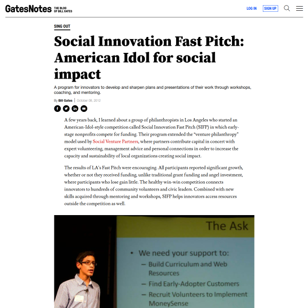 Social Innovation Fast Pitch: American Idol for Social Impact
