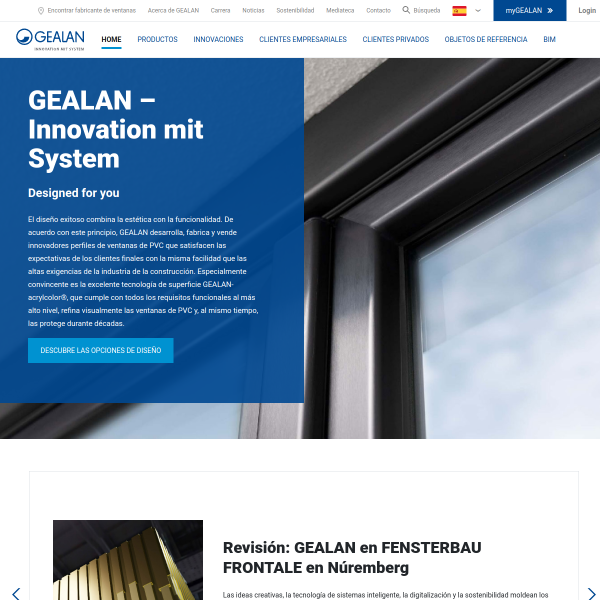 Vista mini Web: https://www.gealan.de/es/