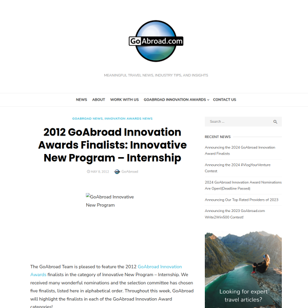 2012 GoAbroad Innovation Awards Finalists: Innovative New Program - Internship