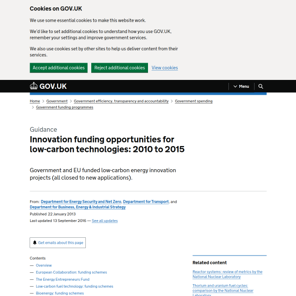 Innovation funding for low-carbon technologies: opportunities for bidders
