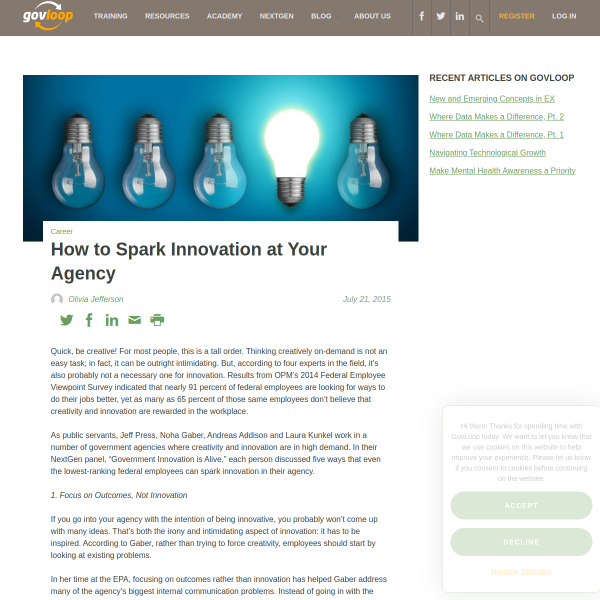 How to Spark Innovation at Your Agency - GovLoop