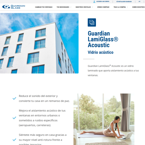 Vista mini Web: https://www.guardiansun.es/nuestros-cristales/guardian-lamiglass-acoustic