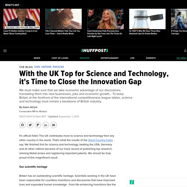 With the UK Top for Science and Technology, it's Time to Close the Innovation Gap