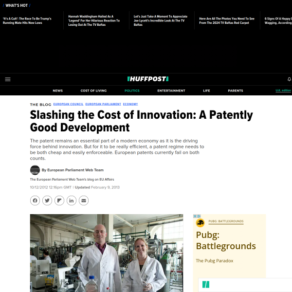 Slashing the Cost of Innovation: A Patently Good Development