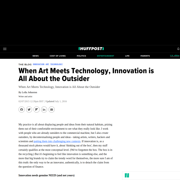 When Art Meets Technology, Innovation is All About the Outsider