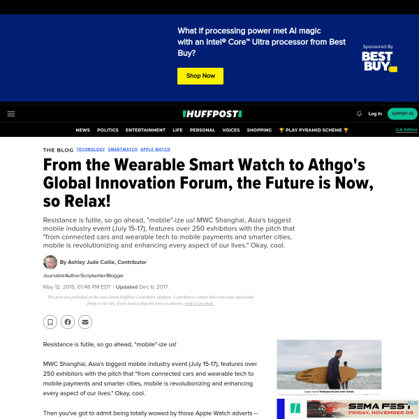 From the Wearable Smart Watch to Athgo's Global Innovation Forum, the Future is Now, so Relax!