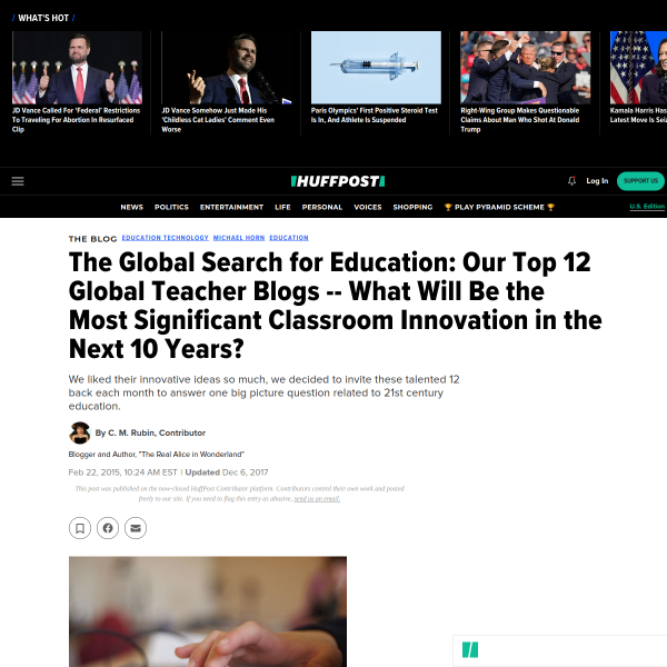 The Global Search for Education: Our Top 12 Global Teacher Blogs -- What Will Be the Most Significant Classroom Innovation in the Next 10 Years?