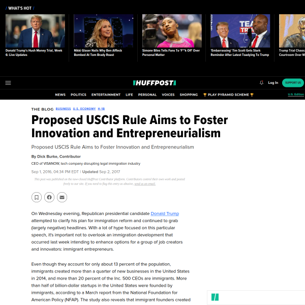 Proposed USCIS Rule Aims to Foster Innovation and Entrepreneurialism