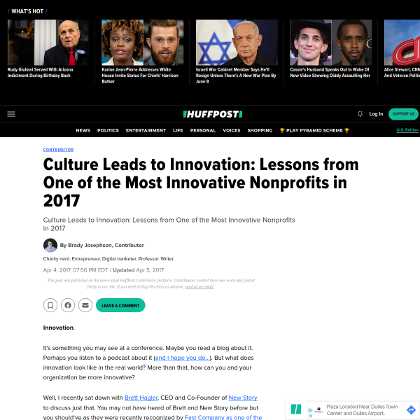 Culture Leads to Innovation: Lessons from One of the Most Innovative Nonprofits in 2017