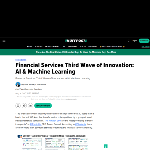 Financial Services Third Wave of Innovation: AI & Machine Learning