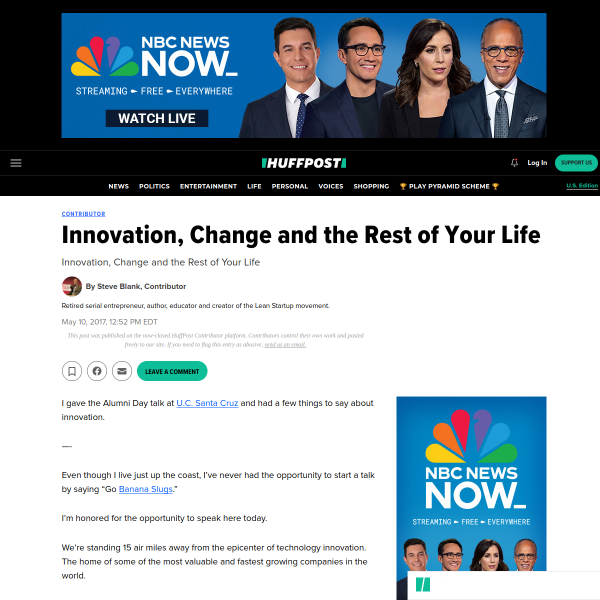 Innovation, Change and the Rest of Your Life