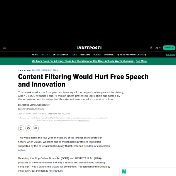 Content Filtering Would Hurt Free Speech and Innovation