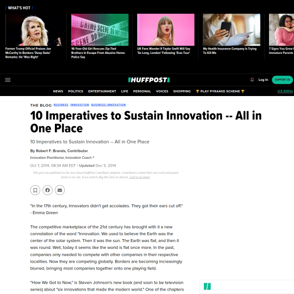 10 Imperatives to Sustain Innovation -- All in One Place