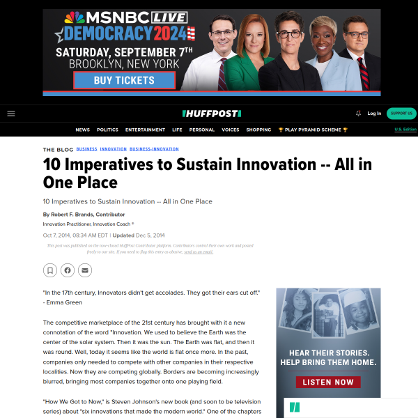 10 Imperatives to Sustain Innovation -- All in One Place