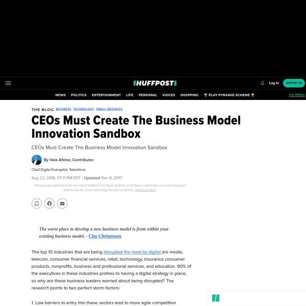CEOs Must Create The Business Model Innovation Sandbox