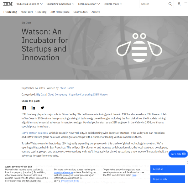 Watson: An Incubator for Startups and Innovation - THINK Blog