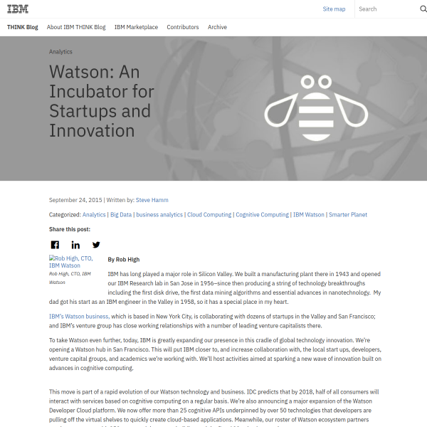 Watson: An Incubator for Startups and Innovation - THINK Blog