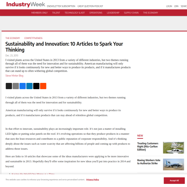 Sustainability and Innovation: 10 Articles to Spark Your Thinking