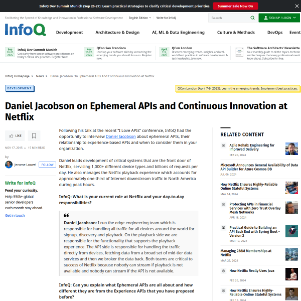Daniel Jacobson on Ephemeral APIs and Continuous Innovation at Netflix