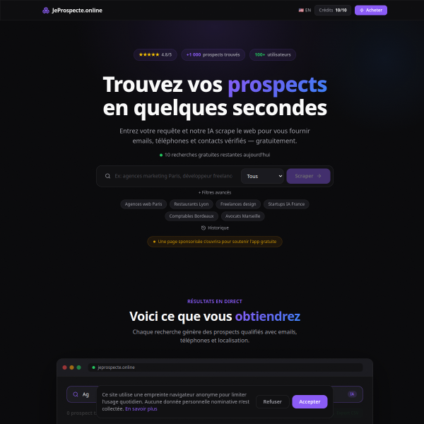 JeProspecte — SaaS de prospection B2B automatisée