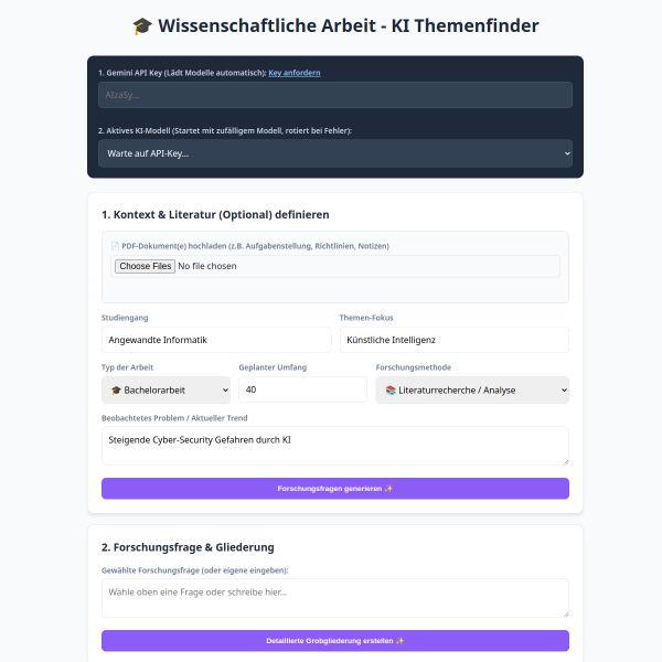 Themenfinder Wissenschaftliche Arbeit