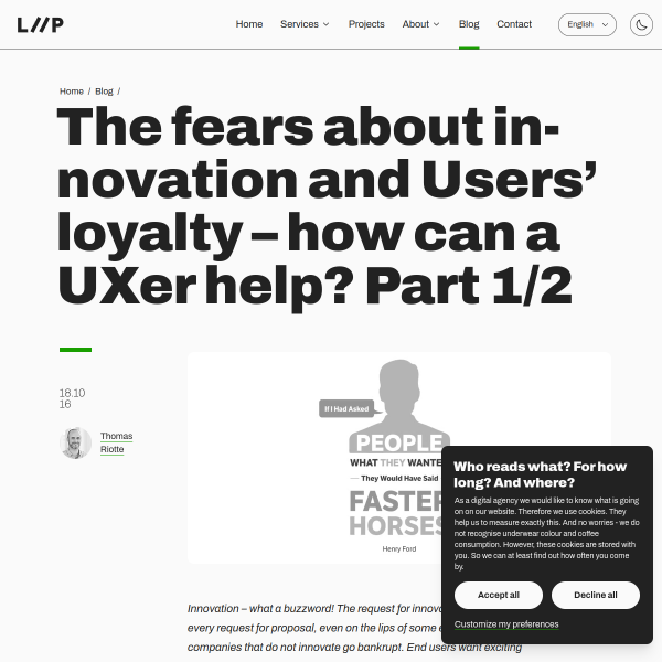 The fears about innovation and Users’ loyalty - how can a UXer help? (part 1) · Blog · Liip