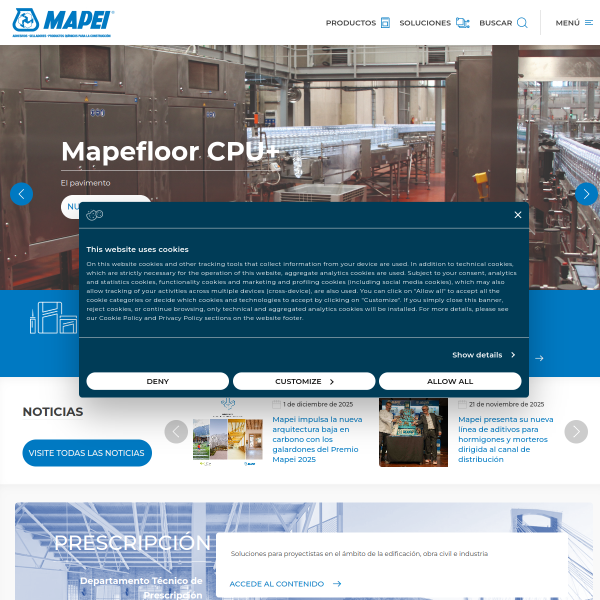 Vista mini Web: https://www.mapei.com/es/es/pagina-de-inicio