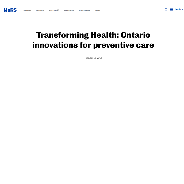 Transforming Health: Ontario Innovations for preventive care
