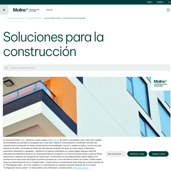 Vista mini Web: https://www.molins.es/construction-solutions/