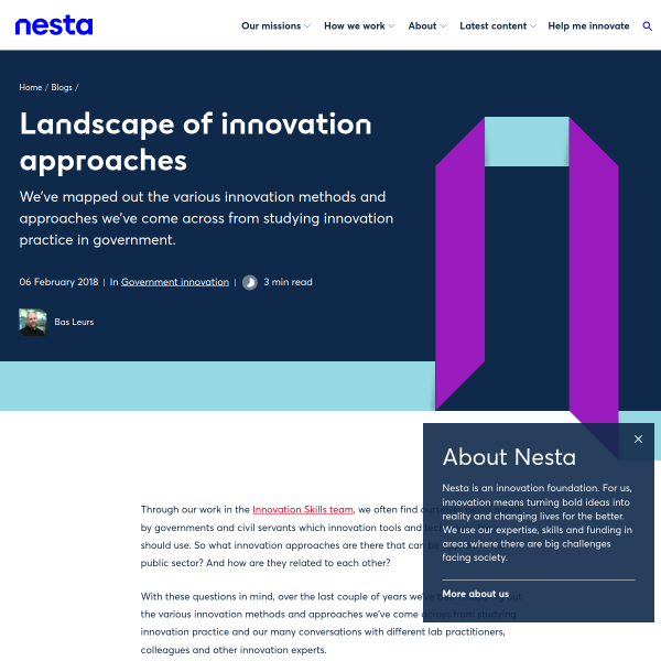 Landscape of innovation approaches