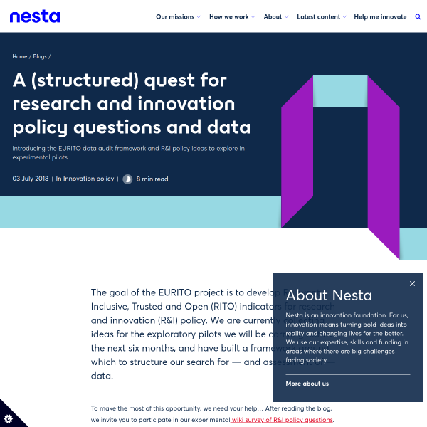 A (structured) quest for research and innovation policy questions and data