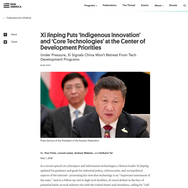 Xi Jinping Puts ‘Indigenous Innovation’ and ‘Core Technologies’ at the Center of Development Priorities