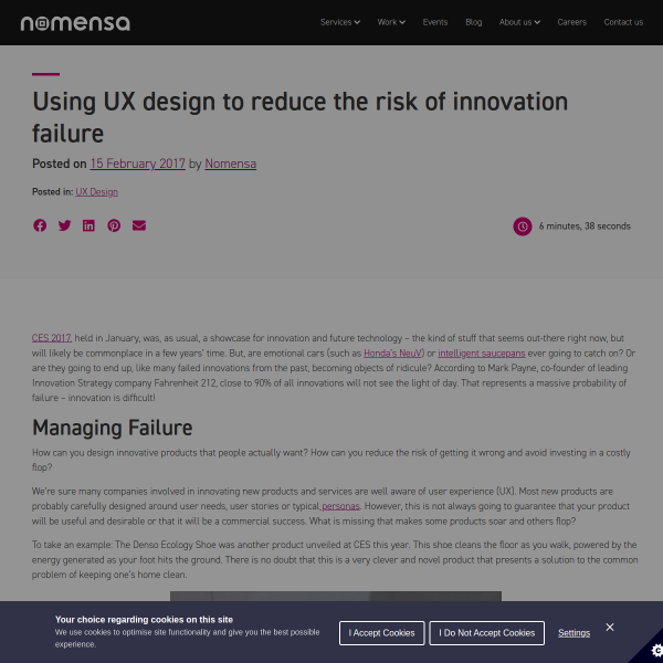 Using UX design to reduce the risk of innovation failure