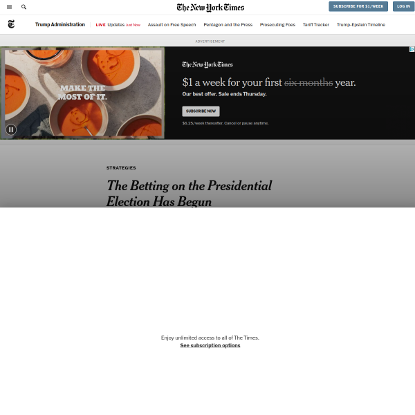 NYT presidential election betting illustration