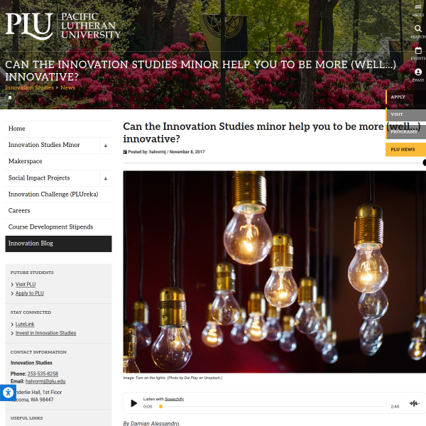 Can the Innovation Studies minor help you to be more (well…) innovative? - Pacific Lutheran University