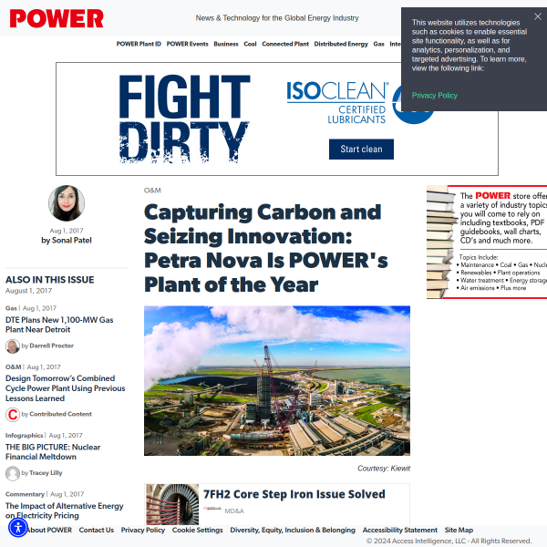 Capturing Carbon and Seizing Innovation: Petra Nova Is POWER's Plant of the Year