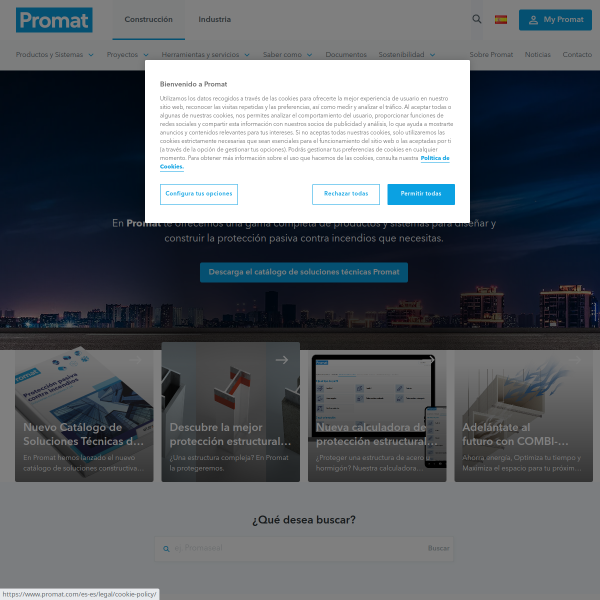 Vista mini Web: https://www.promat.es/es-es/home