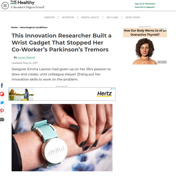 This Innovation Researcher Built a Wrist Gadget That Stopped Her Co-Worker's Parkinson's Tremors - Reader's Digest