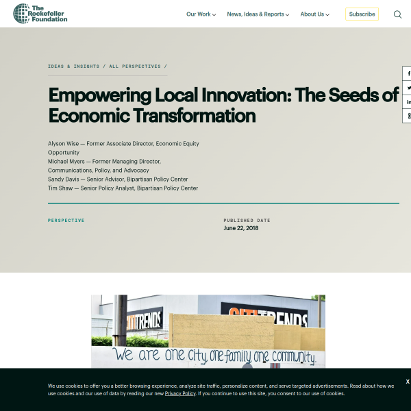 Empowering Local Innovation: The Seeds of Economic Transformation - The Rockefeller Foundation