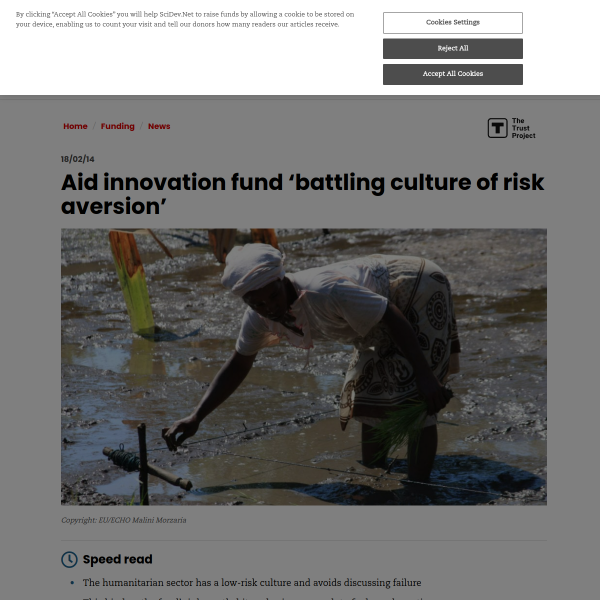 Aid innovation fund ‘battling culture of risk aversion’