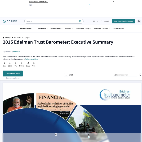 2015 Edelman Trust Barometer: Executive Summary - News - Innovation