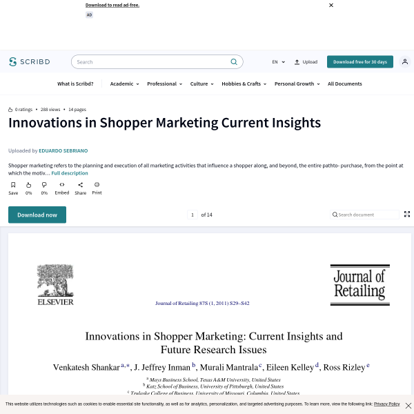 Innovations in Shopper Marketing Current Insights - Retail - Brand