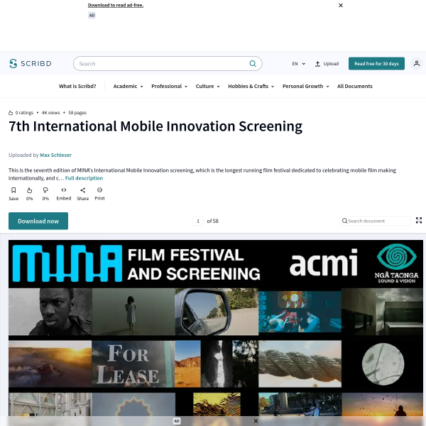 7th International Mobile Innovation Screening - Filmmaking - Smartphone