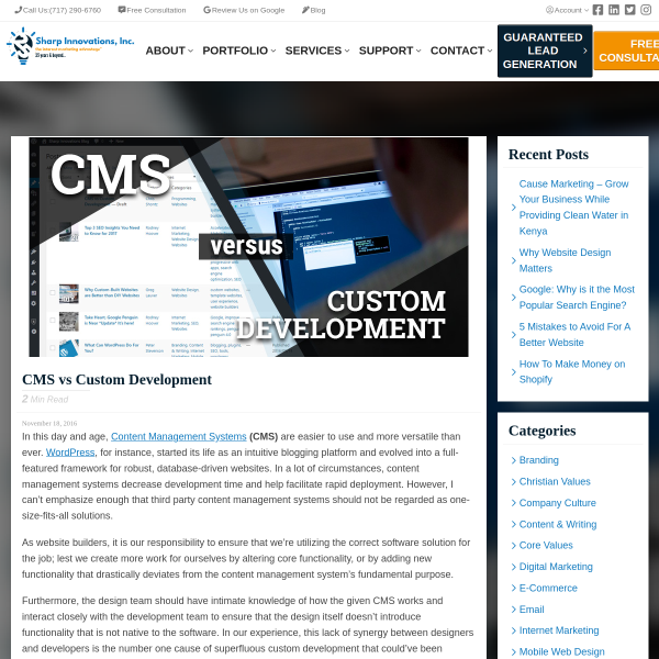 CMS vs Custom Development - Sharp Innovations Blog
