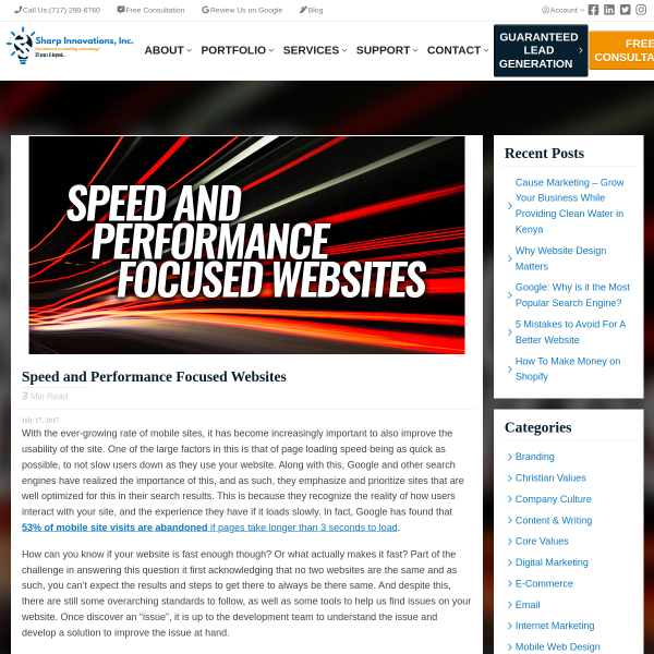 Speed and Performance Focused Websites - Sharp Innovations Blog