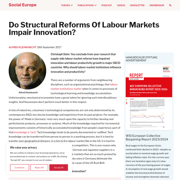 Do Structural Reforms Of Labour Markets Impair Innovation? • Social Europe