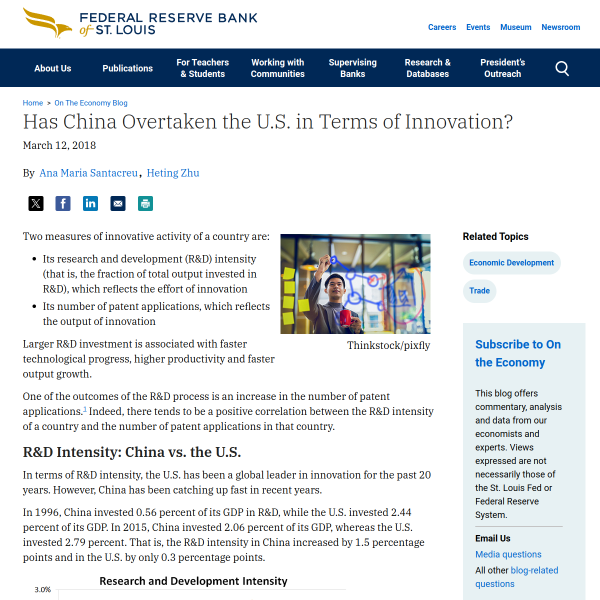 Has China Overtaken the U.S. in Terms of Innovation? - St. Louis Fed