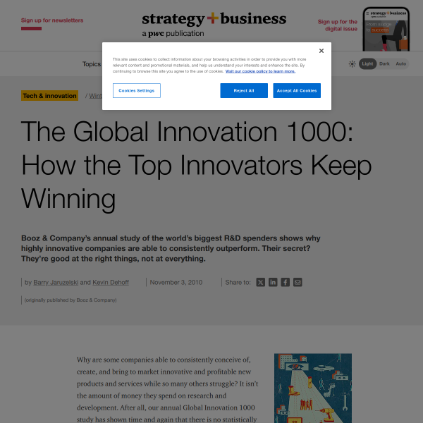 The Global Innovation 1000: How the Top Innovators Keep Winning